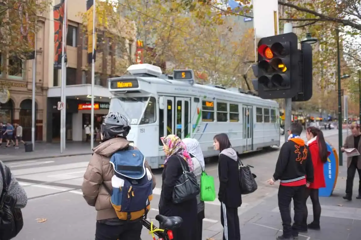 People-and-Tram-on-the-Street-in-Melbourne