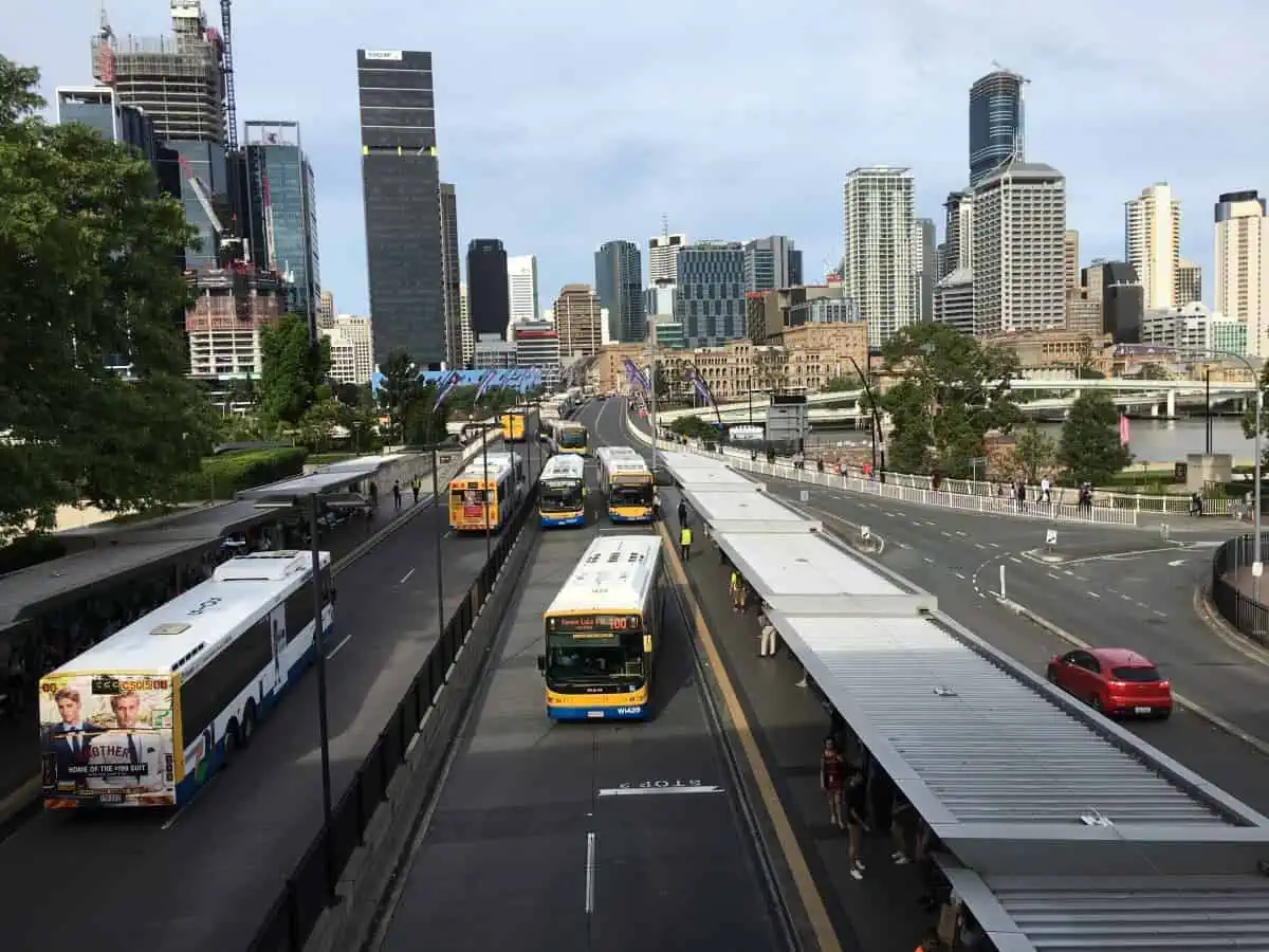 Public-Transport-Buses-on-Brisbane-City-Road