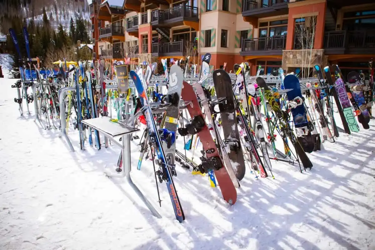 Skis-on-the-Rack-Outside-Resort