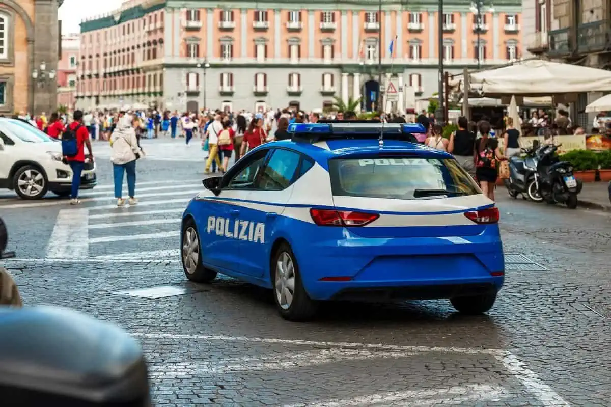 A-Police-Car-at-the-City-Street-in-Naples