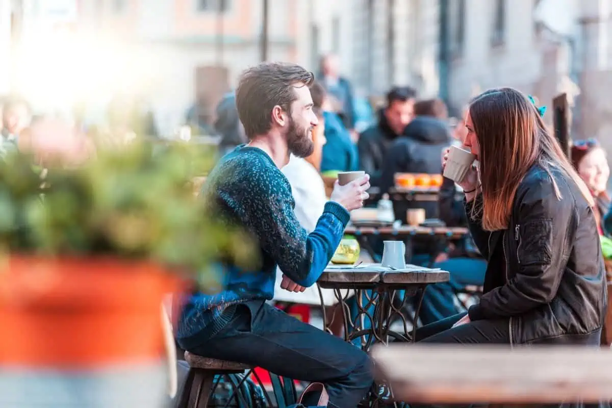 Young Couple-Drinking-Coffee-in-Stockholm