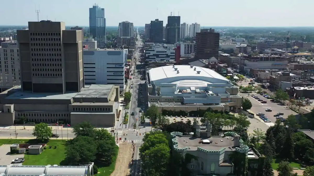 An-Aerial-of-the-Budweiser-Gardens-Arena-in-London-ON