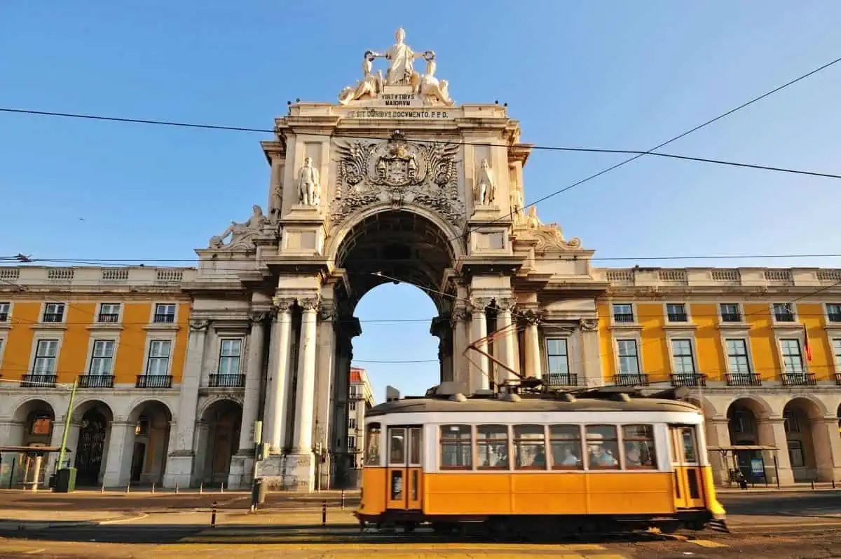 A-Yellow-Tram-on-the-Lisbon-Street